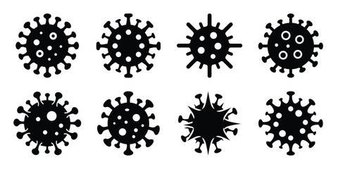 virus minimal silhouette vector icon set