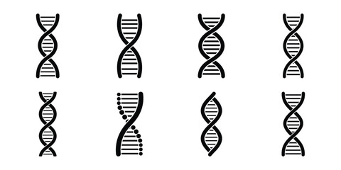 dna strand minimal silhouette vector icon set
