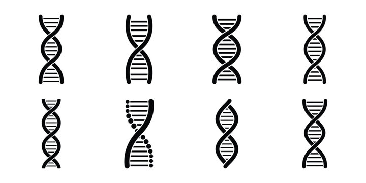dna strand minimal silhouette vector icon set