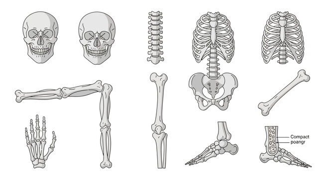 Human Skeletal System Anatomy Illustration with Bones and Joints