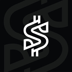 Dollar Sign Logo Design. Minimalist and Modern Black and White. Vector illustration