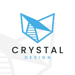 Blue Crystal Logo Design on White Background. Minimalist and Modern. Vector illustration