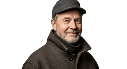 Portrait of a smiling mature man isolated on transparent background