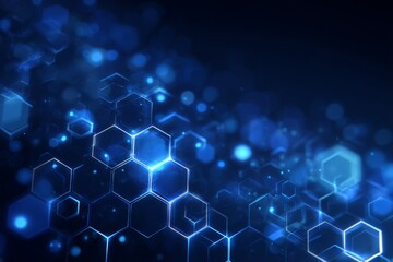 Abstract Blue Background with Transparent Hexagons and Light Effects for Modern Technology Designs and Digital Presentations
