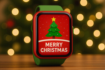 Retro Digital Screen Showing Merry Christmas Greeting