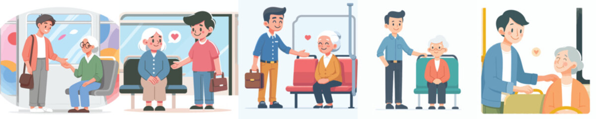 a young gives parents a seat on the bus