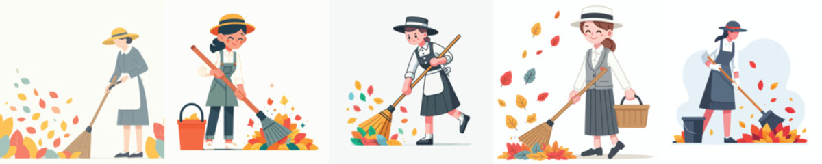 a female park ranger cleaning the park