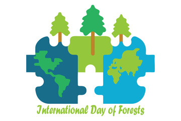 International Day of Forests World Puzzle Vector