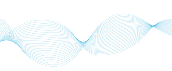 Fototapeta premium Abstract colorful blue lines on a white background. Blending gradient colors. Digital frequency track equalizer. Line art. Vector illustration.