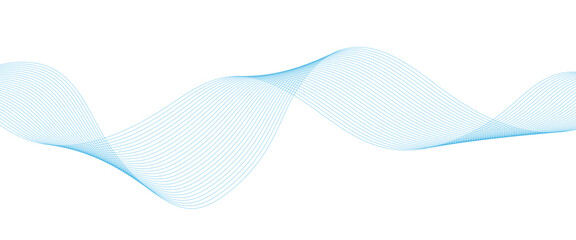 Abstract colorful blue lines on a white background. Blending gradient colors. Digital frequency track equalizer. Line art. Vector illustration.