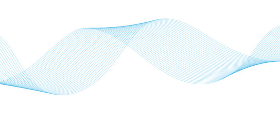 Abstract colorful blue lines on a white background. Blending gradient colors. Digital frequency track equalizer. Line art. Vector illustration.