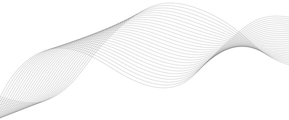 Abstract wavy grey stream element for design on transparent background isolated. frequency sound wave lines, technology, data science, business wave line background. Vector illustration.