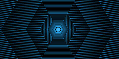 Dark blue Geometric Hexagon Pattern. Modern Abstract Background with Tilt Diagonal Lines dark black, blue Gradient institution, party, festive, banner. vector illustration.	