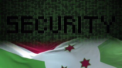 Burundi flag - Waving flag on matrix binary code background