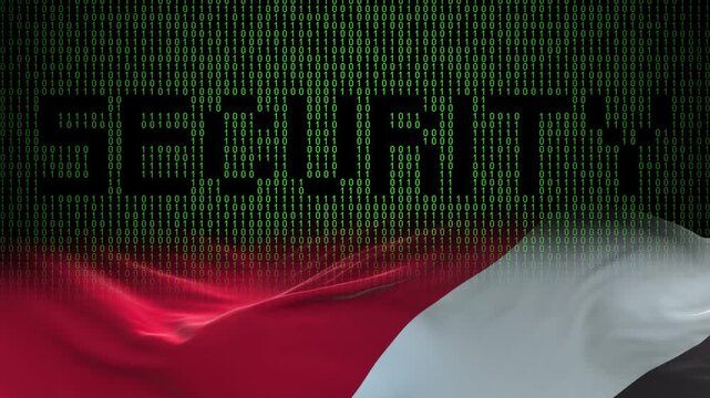 Principality of Sealand flag - Waving flag on matrix binary code background