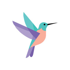 Flat vector hummingbird in flight