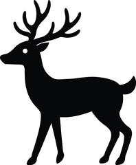 Elegant Deer Silhouette Design Illustration Reindeer Antlers Wildlife Art Vector Graphics Standing Stag Animal Black On Transparent Background