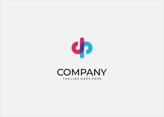 Abstract Interlocking Letters D P Vector Logo for Collaboration Partnership Technology Coding Digital Service or Modern Dynamic Overlap Brand Identity