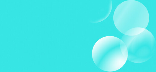 Minimal turquoise background with soft transparent bubbles — clean abstract aqua design, modern blue gradient wallpaper for banner, website, or presentation