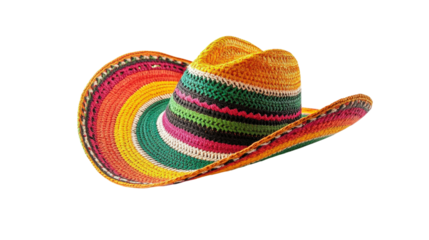 Colorful Woven Cowboy Hat isolated on a transparent background