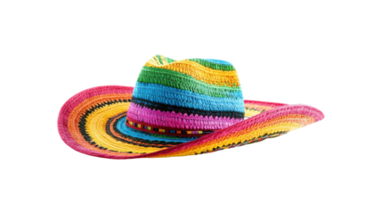 Colorful woven sombrero hat isolated on a transparent background 1