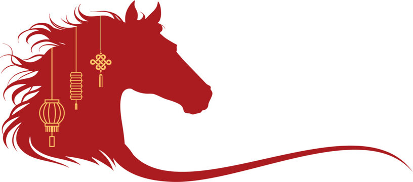 Red chinese horse shio of vector illustration