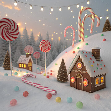 Santa's Workshop Candy Factory, Christmas Elf Sweet Production Line, Magical Toy and Candy Assembly, North Pole Sugar Plum Fairy Workshop, Festive Confectionery Factory Scene