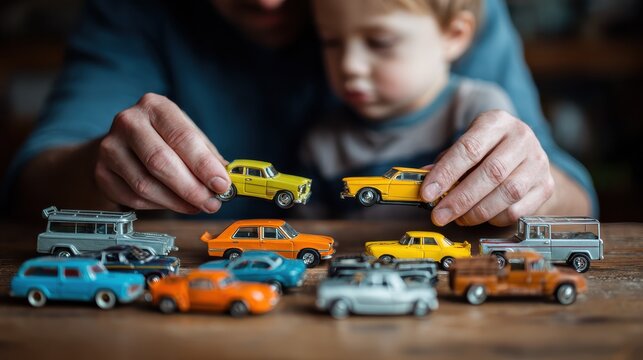 unrecognizable father with his son playing with cars no logos no brands ar 169
