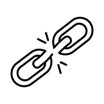 Broken chain link icon representing a broken connection or link