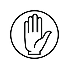Stop hand symbol in a circle icon for prohibition and warning
