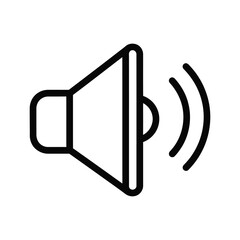 Simple outline icon of a speaker emitting sound waves