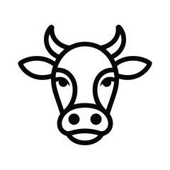 Simple outline illustration of a cow head with horns and ears