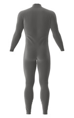 Gray full body suit isolated on white background, back view