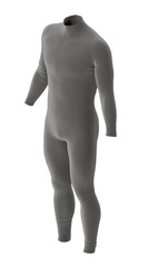 Gray full body suit isolated on white background, studio shot