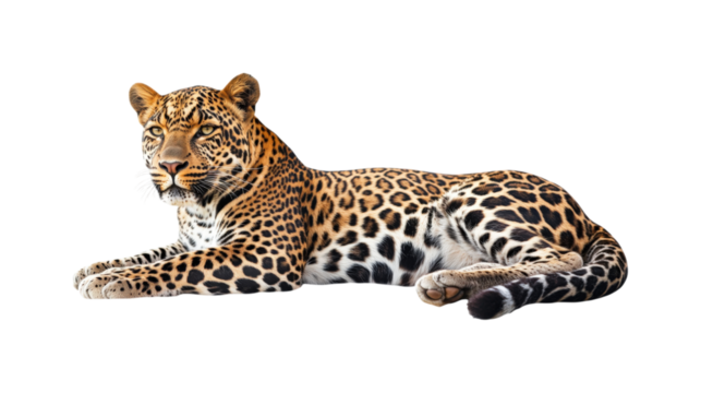 Leopard resting on striped background isolated on a transparent background