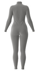 Back view of a gray bodysuit on a white background, studio shot