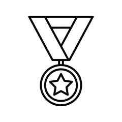 Simple line art icon of a star medal on a ribbon