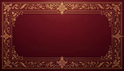 Elegant red and golden border frame with intricate floral patterns and ornate detailing