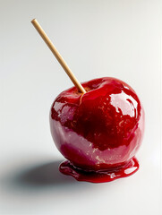 an isolated traditional fairground red toffee apple