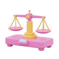Scales justice symbol pink gold color balancing concept