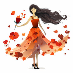 poppy-petal siren in ember bloom gown, petal-drift couture and poised heel reverie