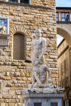 Hercules and Cacus marble statue in Piazza della Signoria, Florence, Italy