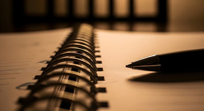 Elegant open notebook with black pen inspires planning and creativity for business success or personal organization projects today