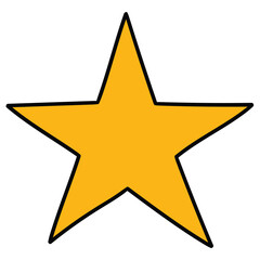 Hand-drawn cartoon yellow star on a white background.
