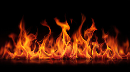 Bright Flames Rising in the Dark Background