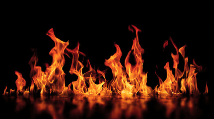 Fire Flames on Black Background