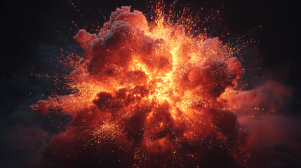 Massive Fire Explosion Cloud in the Dark