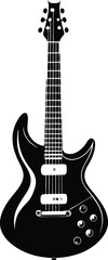 Obraz premium Electric guitar icon. Black Vector silhouette