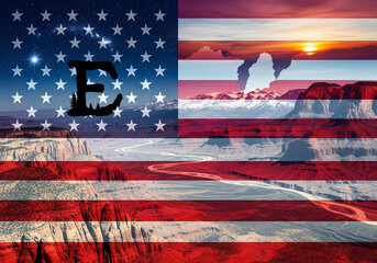 american flag on the beach