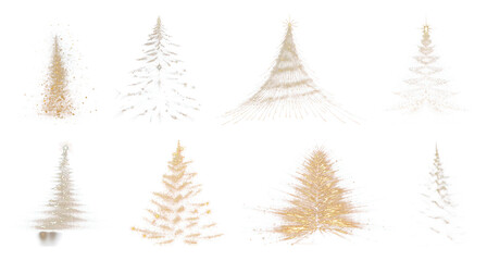 Obraz premium PNG Elegant abstract Christmas trees, element set on transparent background